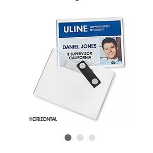 U-Line S-12940 Name Badge Holders 4" x 3" Horizontal Deluxe Magnetic Clear 69 Ct